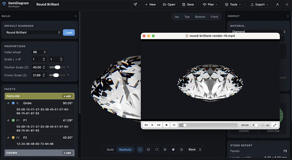 GemDiagram video recording of a gem render in motion