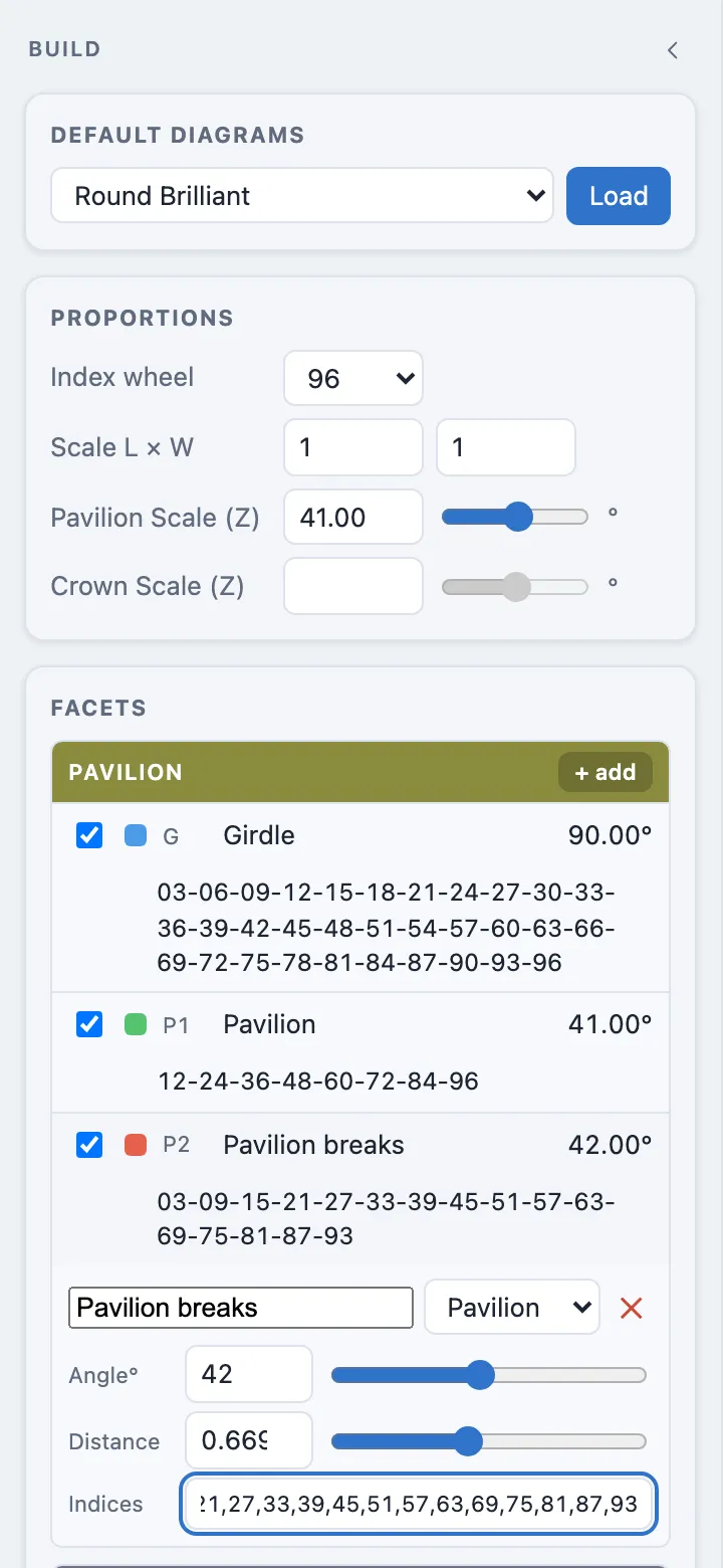The Pavilion band after adding a second tier, Pavilion breaks, at 42 degrees with 16 typed indices